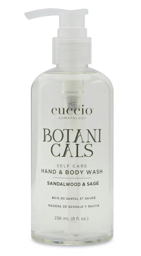 Cuccio Botanicals Hydrating Hand & Body Wash | Sandalwood and Sage | 8 Fluid Ounces – Moisturizing Cleanser for All Skin Types