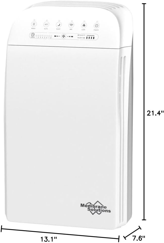 MSA3S Smart Air Purifier for Bedroom, Membrane Solutions Alexa Air Purifiers for Home Large Room With AQI, Auto Mode & H13 HEPA Filter, Pet Air Purifiers Remove 99.97% Allergen Dust Odor Smoke Pollen