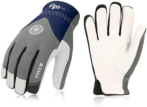 Vgo... 1-Pair Winter Warm Work Gloves Men Women 0℃/32℉ or Above Goatskin Leather Waterproof Coldproof Freezer Gloves (Size M, Grey, GA8977FW)