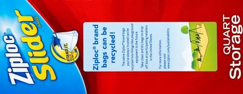 Ziploc Quart Food Storage Slider Bags, Power Shield Technology for More Durability, 76 Count (Packaging May Vary)