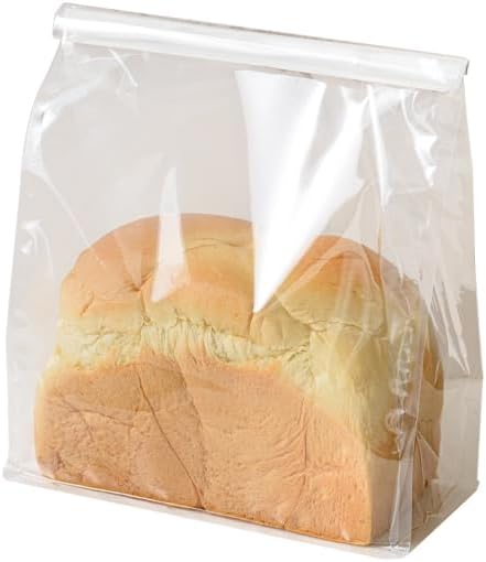 50 Pcs Bread Bags for Homemade Breads, 8.6 Inch Clear Bakery Bags with Tin Tie, Large Loaf Plastic Bag, Storage PackingBag for Foods