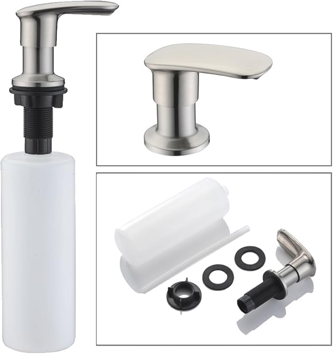 Stainless Steel Soap Dispenser - 17 OZ Kitchen Sink Pump with Built-in Hand Soap, Durable Zinc Alloy Nozzle, Elegant Brushed Nickel Finish