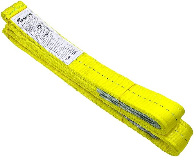 2”x9FT Lift Sling Straps, 2 Ply Polyester Rigging Straps, 6200LBS Load Capacity Flat Eye-Eye Web Sling for Hoist, Tree Stumps, Heavy Duty Cargo