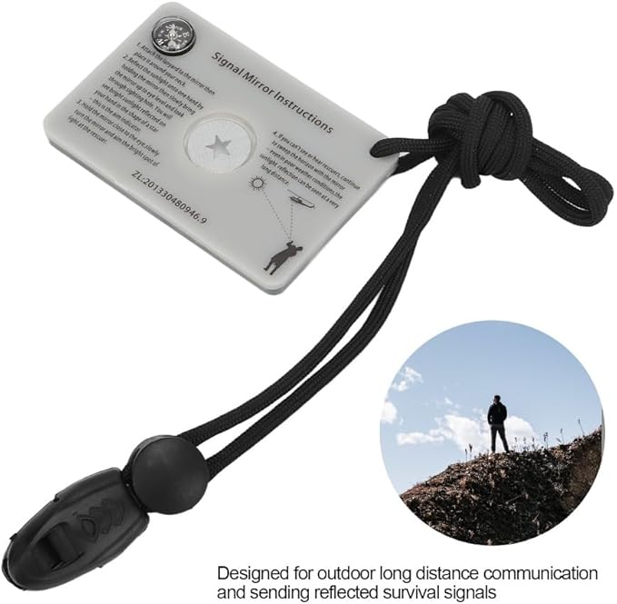 Kits Acrylic Survival Reflective Mirror with Lanyard Whistle Emergency Signaling Reflective Tool for Hiking Camping Outdoor Adventures(Signal Mirror)