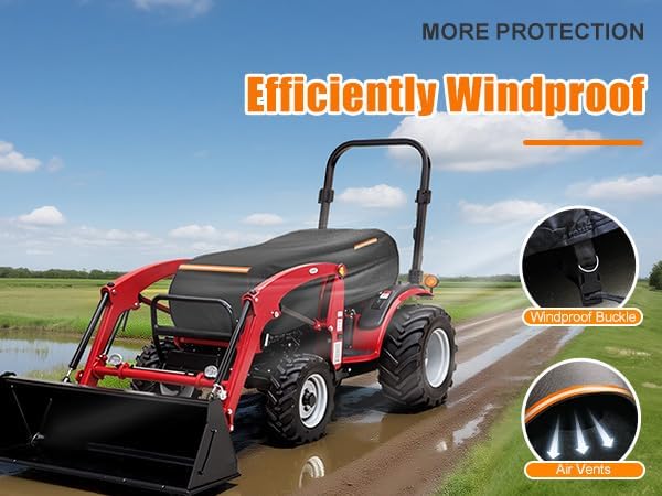 Waterproof Heavy Duty Half Tractor Cover 600D Oxford – Fits John Deere, Kubota, Mahindra, New Holland, Bobcat Tractors All Weather Protection, 76"L x 24"W x 22"H(Packaging Varies – Product Unchanged)