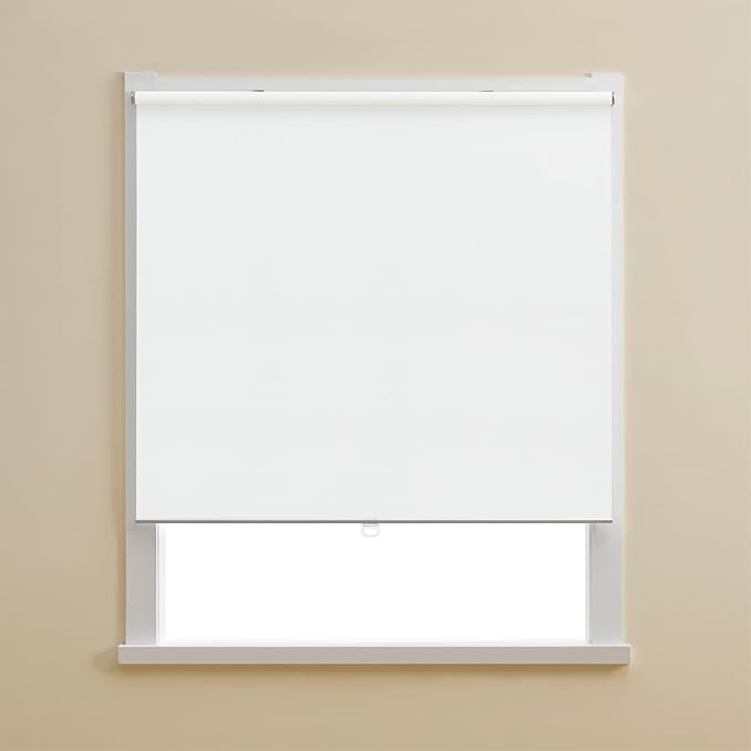Cordless 100% Blackout Roller Shades for Windows,UV Protection Pull Down Shades,Room Darkening Door Blinds Thermal Insulated Fabric for Home Office and Bedroom(49" W x 72" H,White)