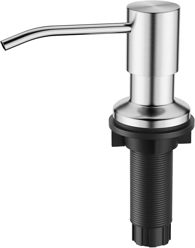 FORIOUS Brushed Nickel Soap Dispenser for Kitchen Sink with 500ML/18OZ Bottle, Lotion Dispenser Built in Refill from The Top for Countertop Sink
