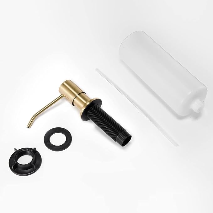 FORIOUS Brushed Gold Soap Dispenser for Kitchen Sink with 500ML/18OZ Bottle, Lotion Dispenser Built in Refill from The Top for Countertop Sink