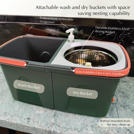 Easy Spin Microfiber Spin Mop and Bucket Set with Handle – Cleaning Tools for Home and Kitchen, Splash-Free Design, 360° Rotating Head, Ideal Cleaning Supplies for All Floor Types