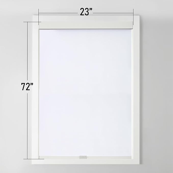 Cordless Blackout Roller Shades Blinds for Windows Free-Stop,Pull Down Room Darkening with Valance,Thermal Insulated Woven Fabric Window Door Blinds for Home,Office,White 23" W x 72" L