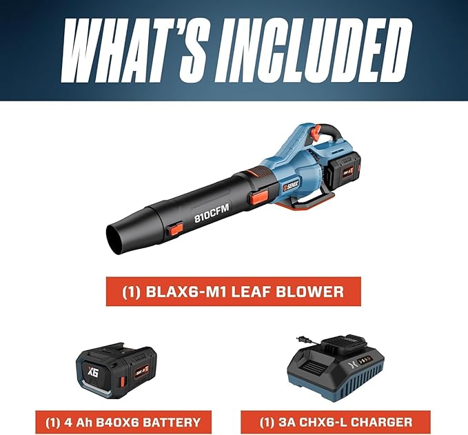 60V Cordless Leaf Blower, 810 CFM & 170 MPH for Powerful Yard Cleaning, Includes 4.0Ah Battery & Charger, Features Brushless Motor, Variable Speed and Cruise Control, Ideal for Lawns and Leaf Blowing