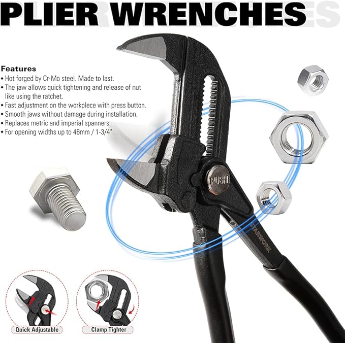 STARWORK TRUE MECHANIC 312-Piece Mechanics Tool Set and Socket Set, Professional【Pliers Wrench 】 SAE/Metric