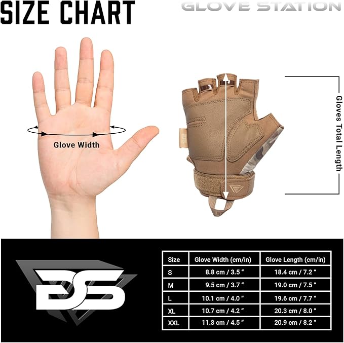 Glove Station- Fingerless Knuckle Tactical Gloves for Men - Motorcycle Gloves for Tactical Shooting, Airsoft, Hunting, Police Work and Hiking