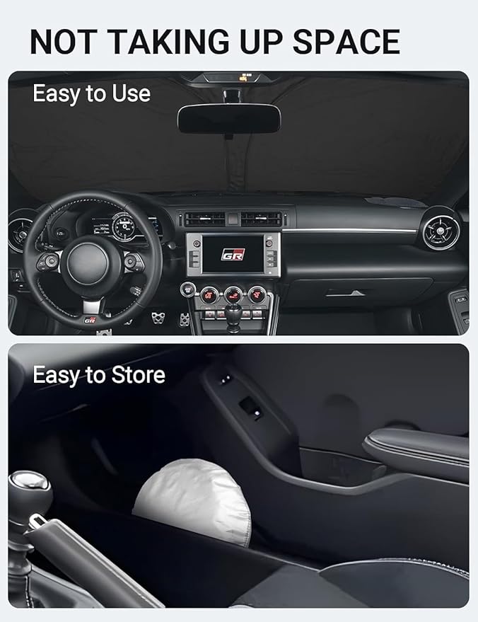 Proadsy 2025 Upgrade Windshield Sun Shade Custom Fit 2017-2021 Toyota 86/2022-2023 Toyota GR86/2013-2023 Subaru BRZ/2012-2016 Scion FR-S FRS 4-Layer Front Sunshade Protector Sun Visor Keep Car Cooler