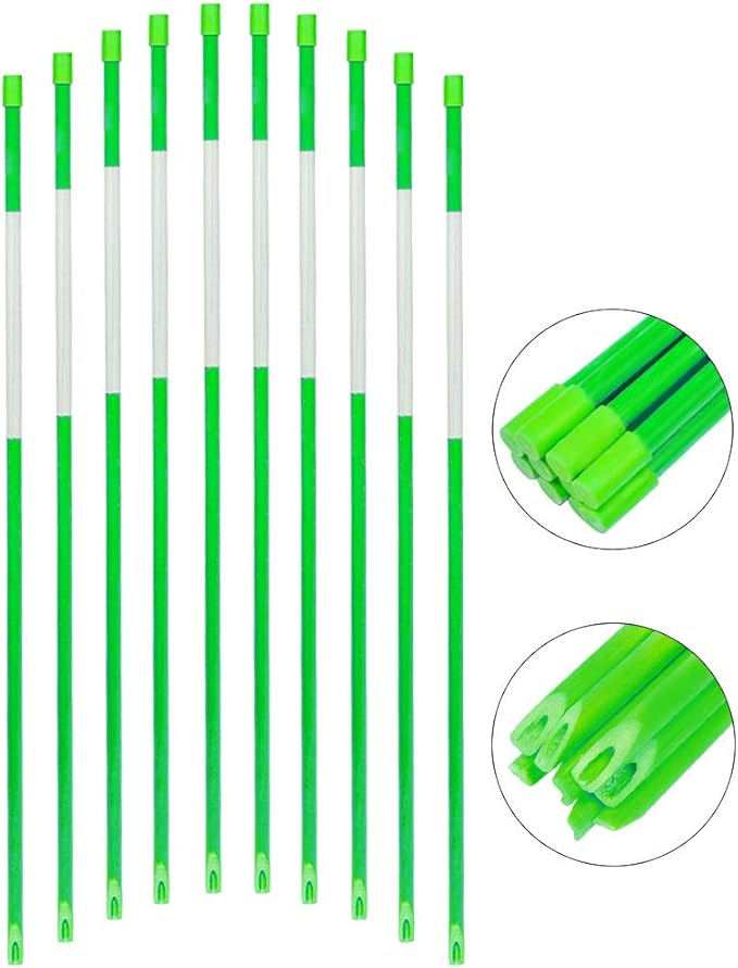 FiberMarker 48inch Reflective Driveway Markers 20-Pack, 1/4-Inch Dia Driveway Poles for Easy Visibility at Night, Green Hollow Tubes
