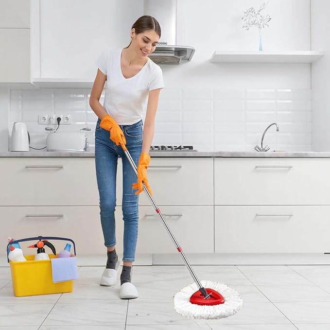 Spin Mop Replacement Handle, 4-Section 30-to-58 inch Mop Replacement Stick and Base Compatible with Ocedar Mop Handle for Easy Wring Mop Refills, Germany Screw Joint(Mop Head not Include)