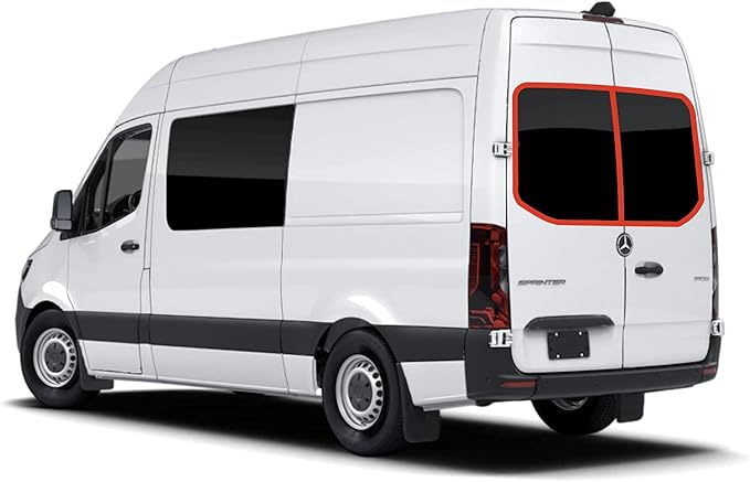 VanEssential Insulated Magnetic Blackout Rear Door Half Plastic Window Covers (Pair) Designed for Mercedes-Benz VS30 (Van Years 2019 to Current) - Cool Gray