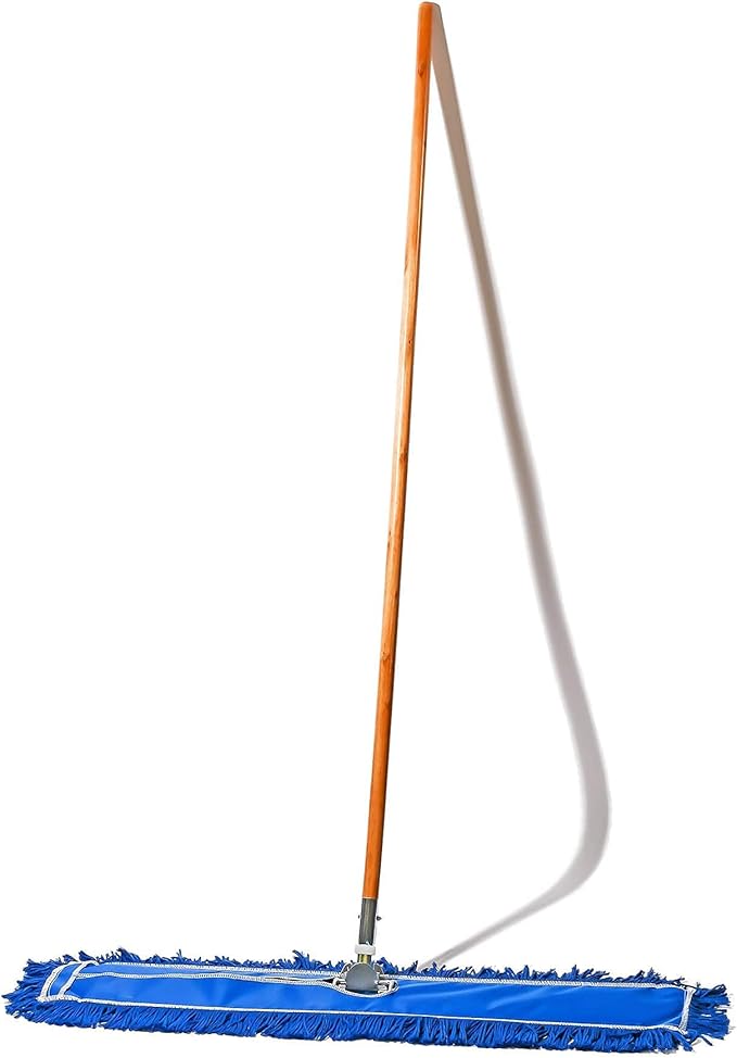 36 Inch Blue Commercial Dust Mop & Floor Sweeper – Wood Handle Floor Mop for Tile, Hardwood & Concrete