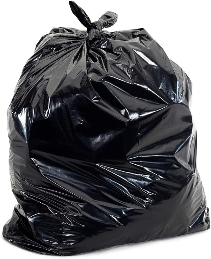 55-60 Gallon Trash Bags, 30 Micron Heavy Duty Pure LDPE Garbage Can Liners, 36" x 58" Large, Black, 100 Count