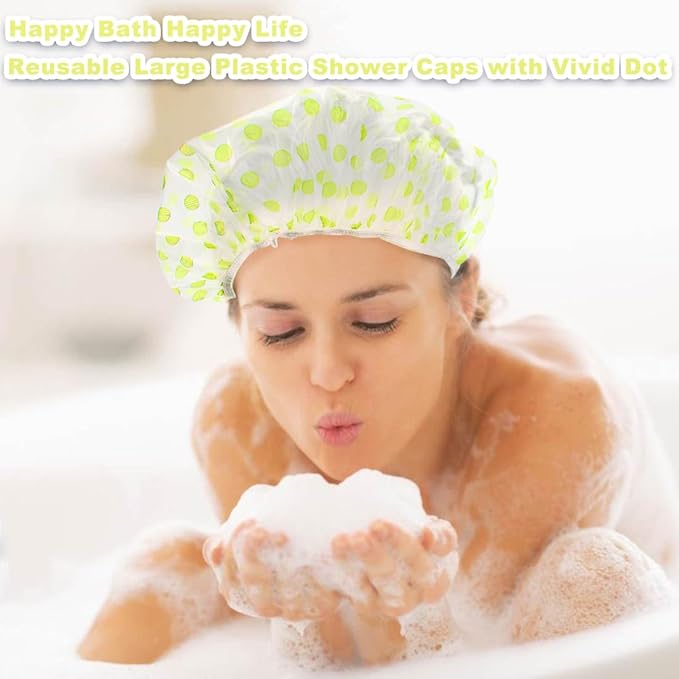 18Pcs Plastic Shower Caps for Women Waterproof Bath Caps Bathing Hair Cap Reusable Shower Caps for Shower,Spa,Salon,Housework,Girls,Home,Travel (Green)