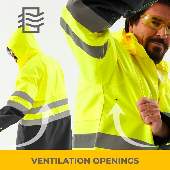 Safety Raincoat ALBATROSS PLUS Long Hooded Waterproof Emergency Rain Jacket Poncho for Men Women Adults
