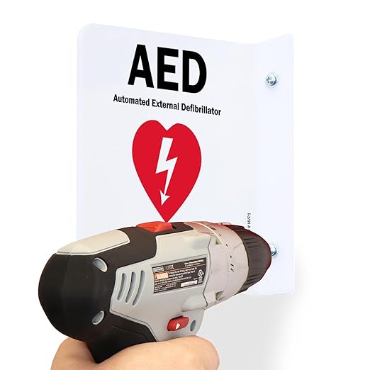 SmartSign (2-Pack) AED Projecting Sign - 6" x 6", Two-Sided Wall Mount Polished Acrylic Hallway Sign with Down Arrow, Red, Black and White