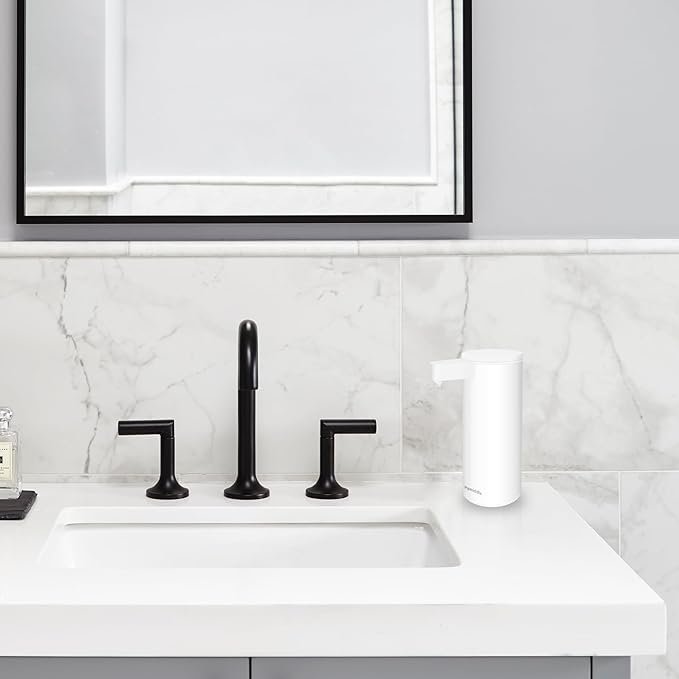 Automatic Soap Dispenser Stainless Steel with Sensor Infrared Soap Dispenser Electric IPX5 Waterproof USB-C Charging Motion Sensor for Kitchen & Bathroom (White)