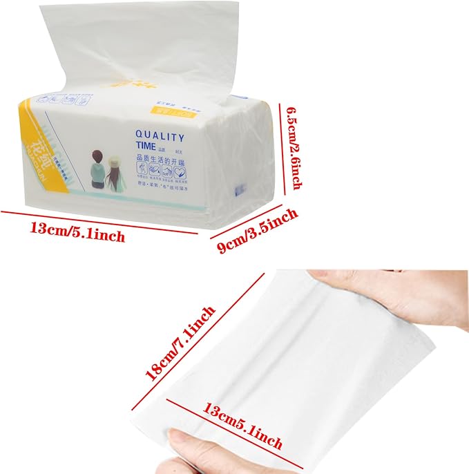 Small Soft Facial Tissues, Toilet Paper, Disposable Facial Napkins, Bag Cover NOT In Box, Material Wood Pulp Fiber NOT COTTON, 4-Ply, 8 Packs, 400 Sheets per Pack