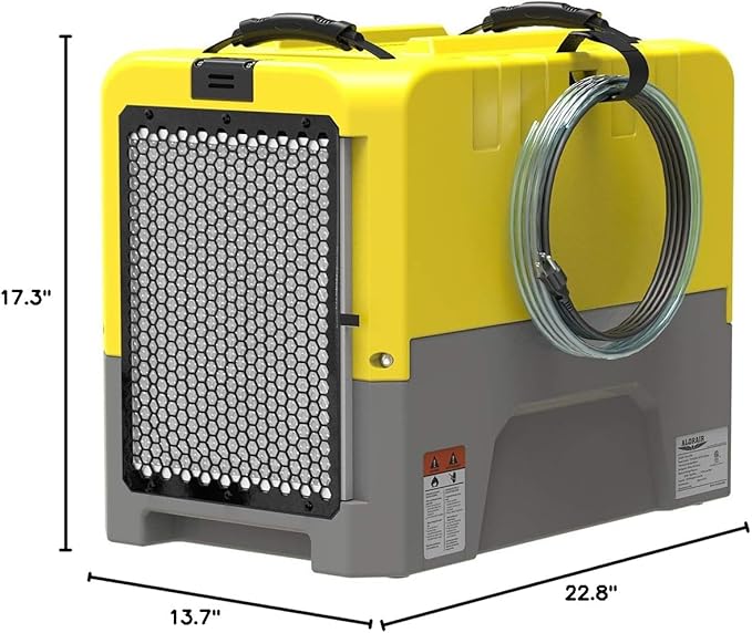 ALORAIR 180 PPD Commercial Dehumidifier with Pump Drain Hose, LGR Dehumidifiers for Basement Warehouse & Job Sites, Crawl Space Dehumidifier for Water Damage Restore, 5-Year-Limited Warranty, Yellow