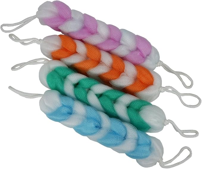 Exfoliating Loofah Back Scrubber for Shower,Wonderful Colors(4- Counts)