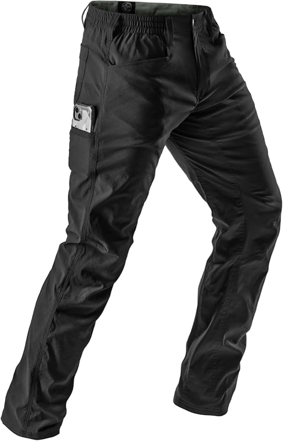 CQR Men's Winter Fleece Lined Pants, Water-Resistant Outdoor Stretch Work Pants, Windproof Casual Pants with Pockets