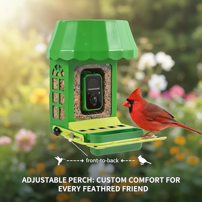 Avinory Smart Bird Feeder with Camera 2.5K HD, Solar Powered AI Bird Identifier 10000+ Species, 32GB Card, Wireless,with Night Vison,Metal Squirrel Proof for Outdoor Birds Watching Gift