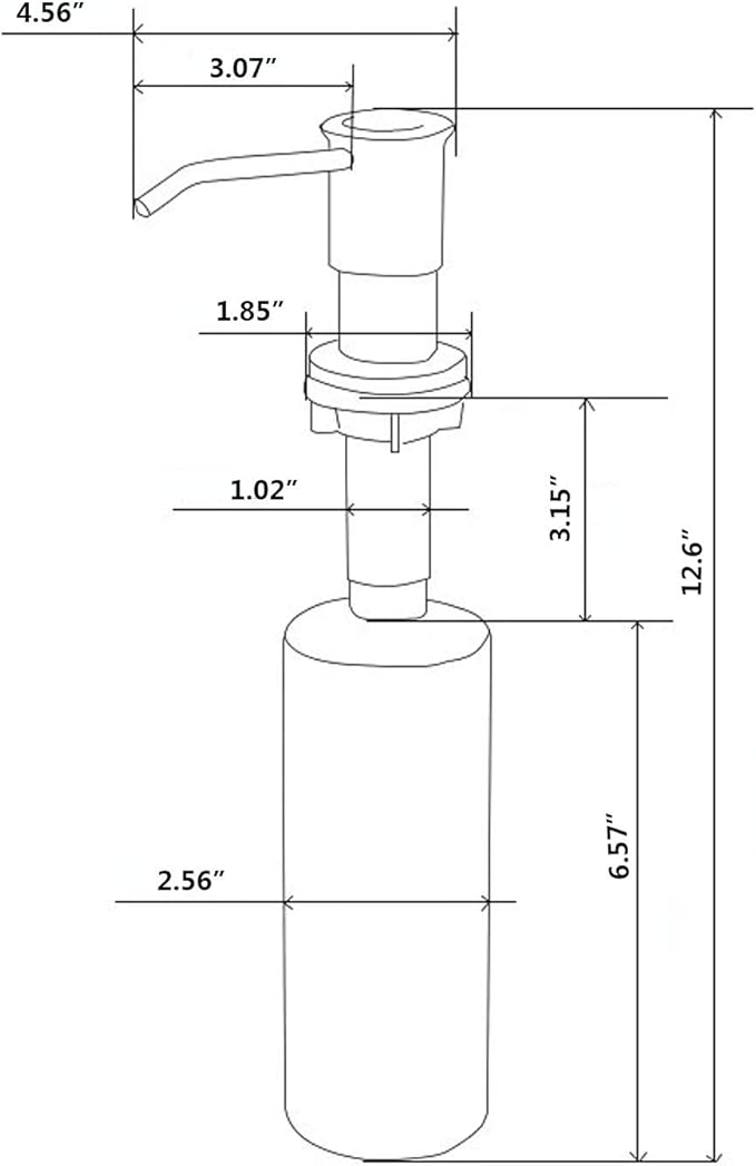 SAMODRA Sink Soap Dispenser, Stainless Steel Pump Head-Built in Design Refill Liquid from The Top with 17 OZ Bottle-3.15 Inch Threaded Tube (Chrome)