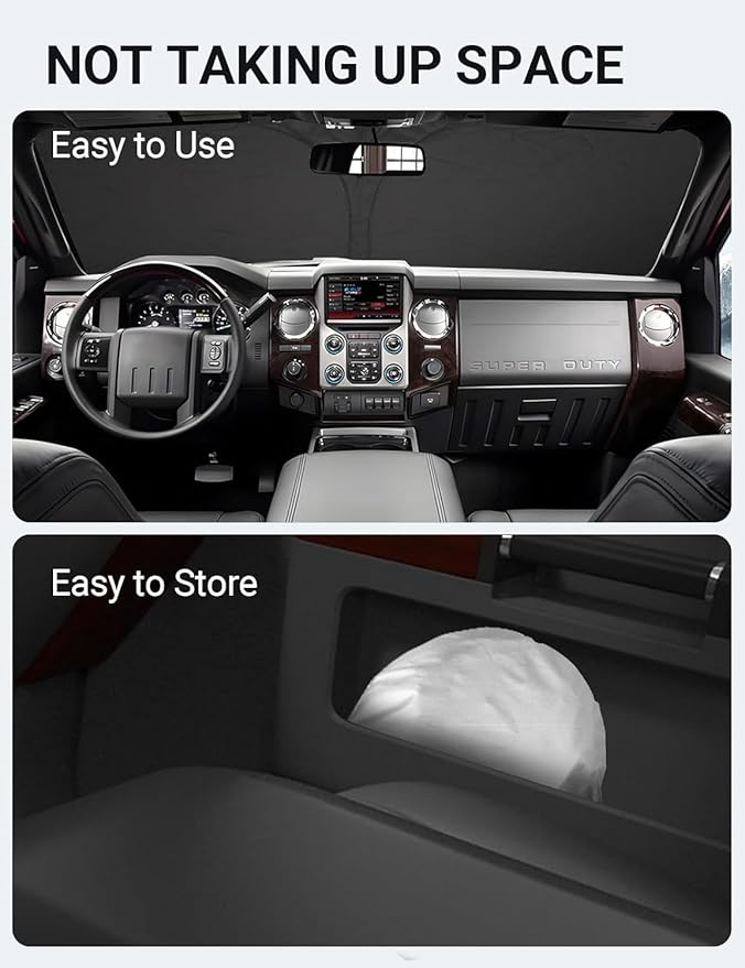 Proadsy 2025 Upgrade Windshield Sun Shade Custom Fit for 2008-2016 Ford Super Duty F-250 F250 F-350 F350 F-450 F450 F-550 F550 2Door 4Door Pickup Foldable Front Sunshade Protector Keep Car Cooler