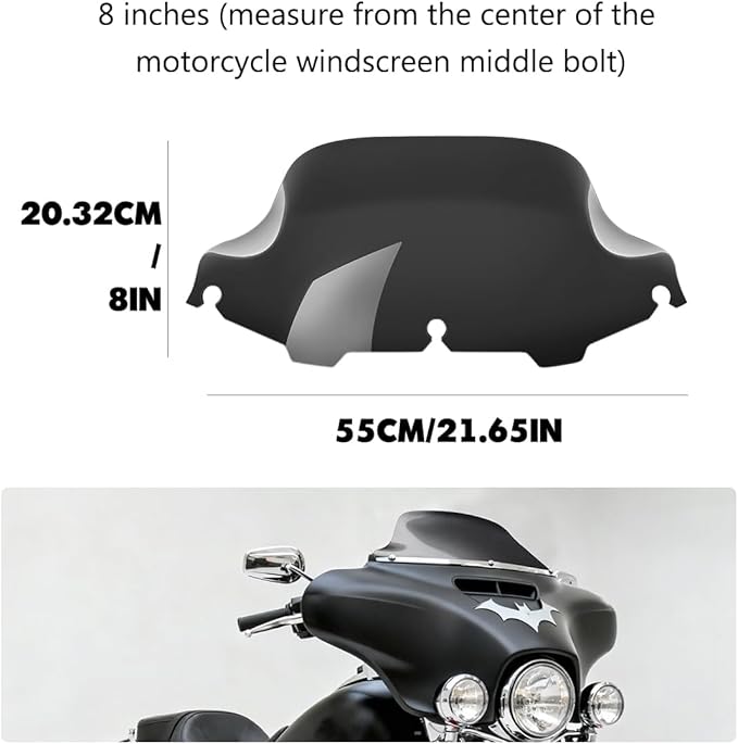 8 inch Black Windshield Windscreen for 1994-2013 Harley Davidson Touring Street Glide Electra Glide/Ultra Limited/Tri Glide FLHT FLHX FLHXS FLHTK