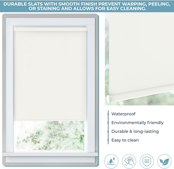 LEVOLOR Basics Cordless Fabric Roller Shade, Easy to Install Blackout Shades for Windows, Neutral White, Fits up to 57” Width and 72” Length, Home Solution for Any Space or Room Decor