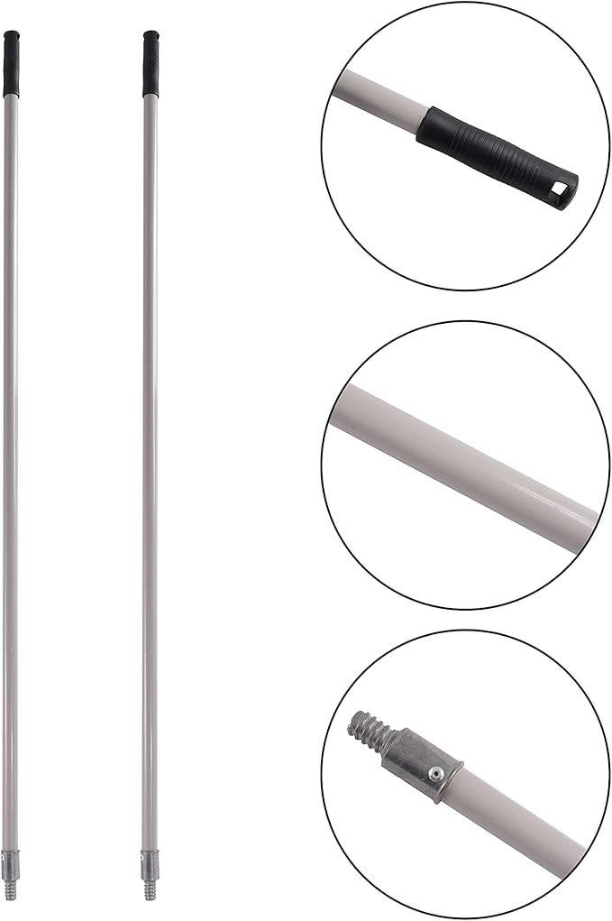 Matthew Cleaning Commercial Screw On Mop Handle for Floor Cleaning Heavy Duty Mop Head Replacement Holder 60inch with Threaded Metal Tip(Gray, 12 Pack)
