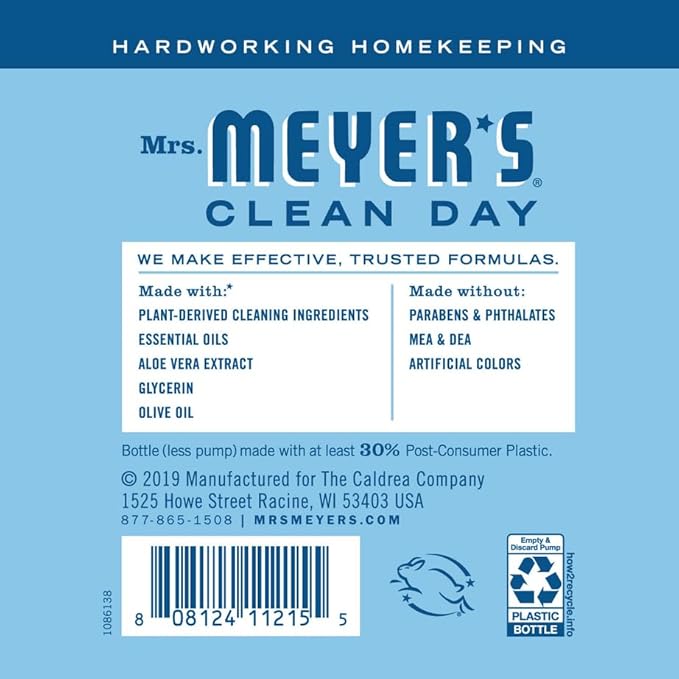 Mrs. MEYER'S CLEAN DAY Kitchen Set, Dish Soap, Hand Soap, Multi-Surface Cleaner, 3 CT (Rain Water)