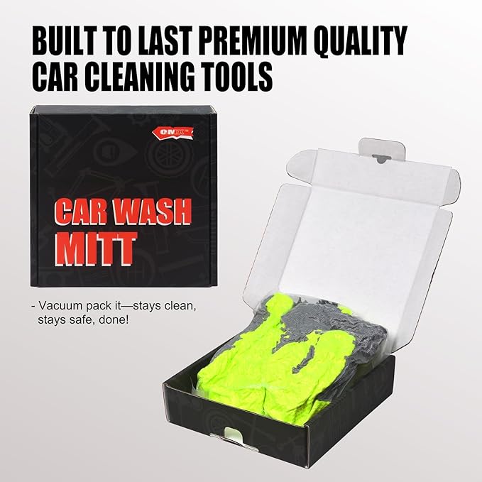 QMX Car Wash Mitt,Microfiber Scratch Free Auto Detailing Supplies for Cleaning, Washing Dusting,Thickened 5-Finger Design for Tight Spaces,Breathable Quick-Dry 2-Pack Green