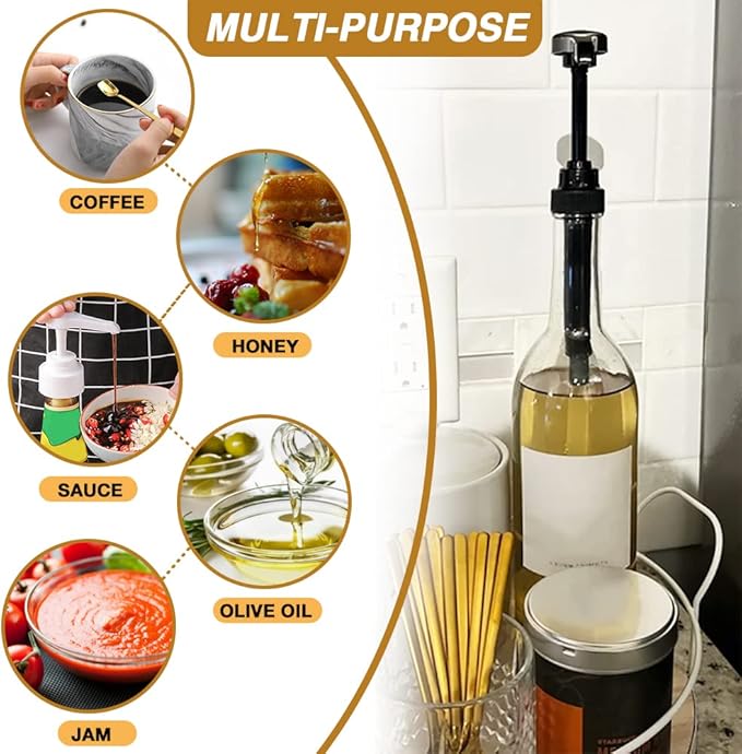 12 Packs Black Coffee Syrup Pump Dispenser, Compatible with 25.4 Oz/750ml Bottles, Great for Home & Coffee Bar Drinking Mixes, Tea, Beverage, Cocktails, Plus Spoons(5.23")