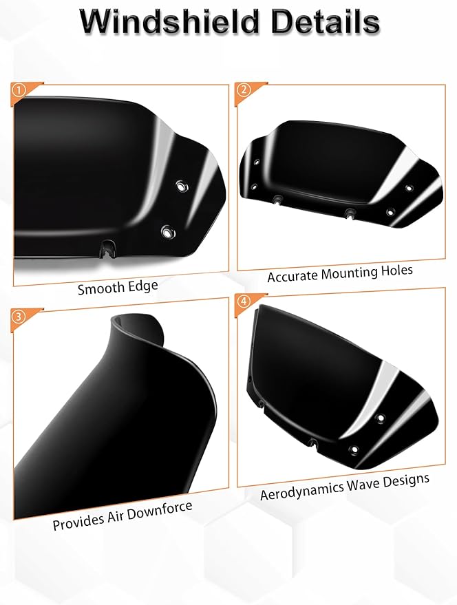 8" Wave Windshield Windscreen Wind Splitter Compatible with Harley Davidson Touring CVO Street Glide FLHXSE 2023-up,Street Glide FLHX 2024-up & FLXHU 2025-up (Black)