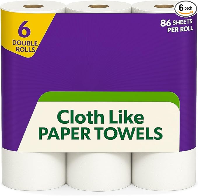 Cloth Like Paper Towels, 6 Double Rolls, 86 Sheets Per Roll