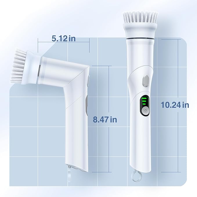 LABIGO Electric Spin Scrubber LA5 Mini, Bathroom Scrubber Shower Scrubber for Cleaning Tub Tile Floor Window Kitchen Sink, Power Scrubber Cleaning Brush with 5 Replaceable Brush Heads, White