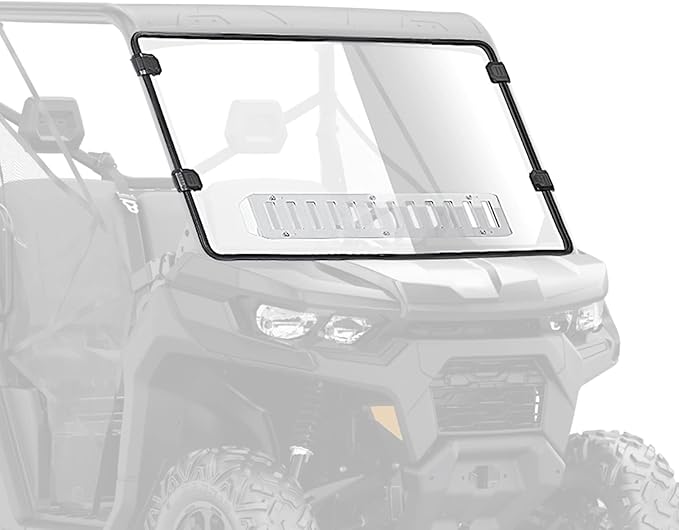 KEMIMOTO UTV Front Full Windshield SXS Front Windscreen Slide-Vent Polycarbonate Wind Screen Compatible with Can Am Defender HD 5/ 8 / 10 / MAX 2016 2017 2018 2019 2020 2021 2022 2023 2024 2025