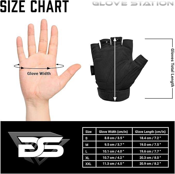 Glove Station- Fingerless Knuckle Tactical Gloves for Men - Motorcycle Gloves for Tactical Shooting, Airsoft, Hunting, Police Work and Hiking