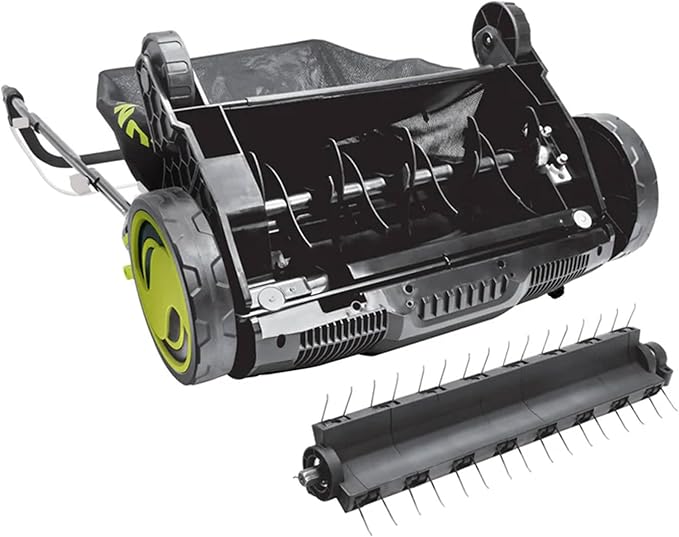 Sun Joe Corded Dethatcher & Scarifier with 13.2-Gal Bag, 15-Inch Cutting Width, 13-Amp Motor - Heavy-Duty Yard Trimmer for Gardening Care and Lawn Maintenance, AJ805E