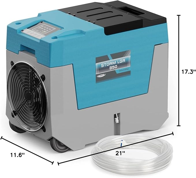 AlorAir 180 PPD LGR Commercial Dehumidifier with Pump, 28 Gallons Heavy Duty Industrial Water Damage Restoration Dehumidifier, for Homes Basements, Garages, and Job Sites, Blue