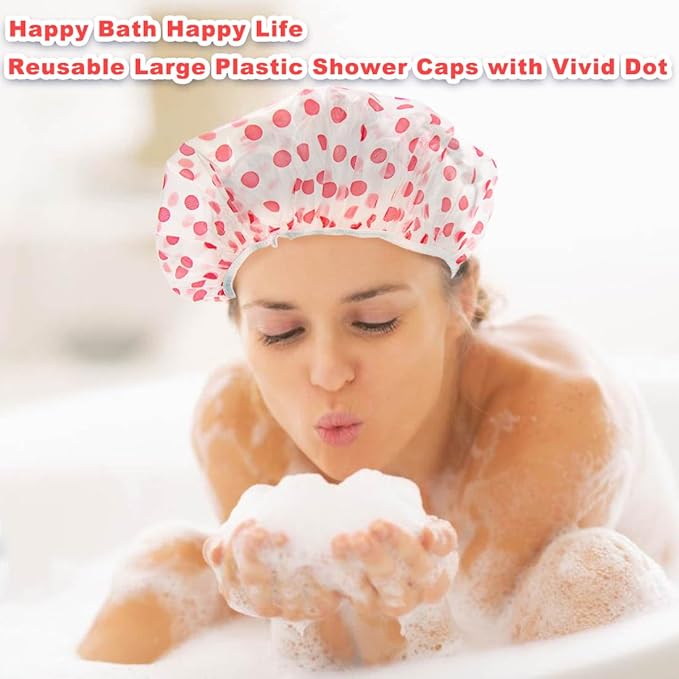 18Pcs Plastic Shower Caps for Women Reusable Waterproof Bath Caps Bathing Hair Cap Shower Caps for Shower,Spa,Salon,Housework,Girls,Home,Travel (Pink+Blue+Green)