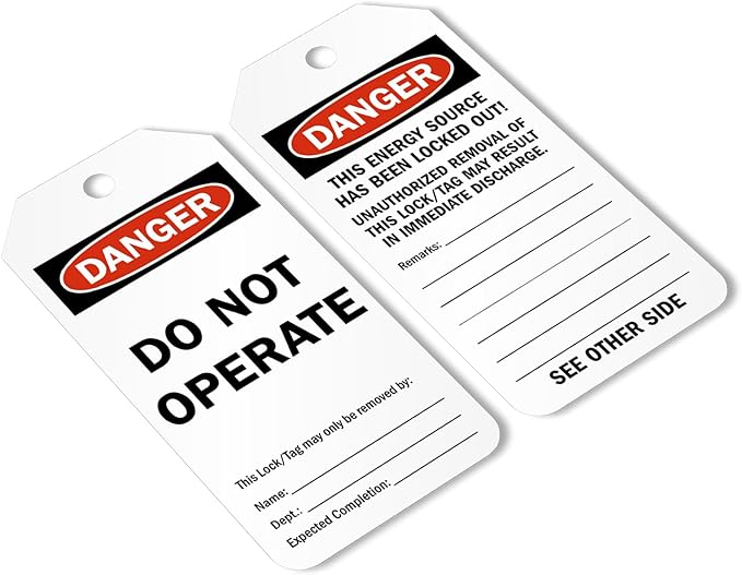 SmartSign Pack of 100 “Danger - Do Not Operate” Lock Out 2-Sided Safety Tags in Dispenser Box | 3" x 6.25" Plastic