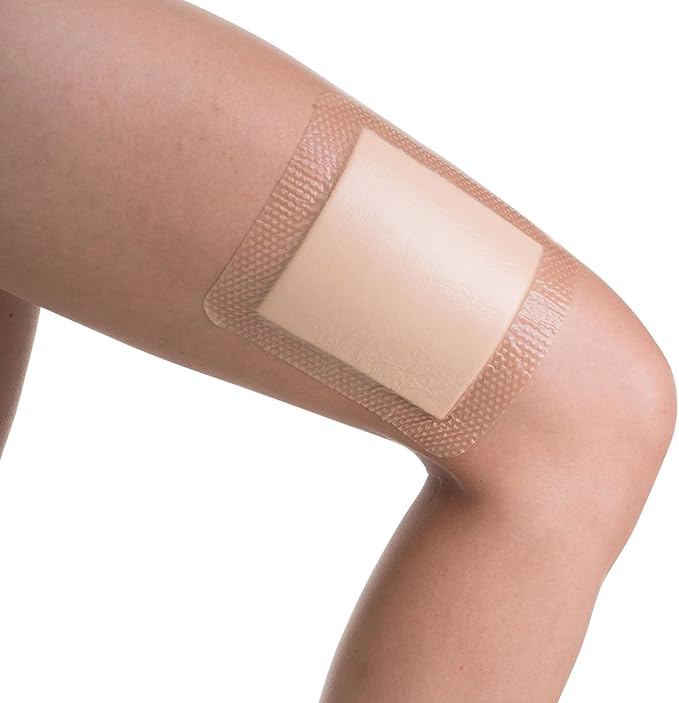 MEDSTOCK Silicone Foam Dressing with Border, 5"x5" (Pack of 5), Wound Care, Super Absorbent, Atraumatic Removal, Five Layers, Waterproof, Seals Wound Edges, No Adhesion Loss